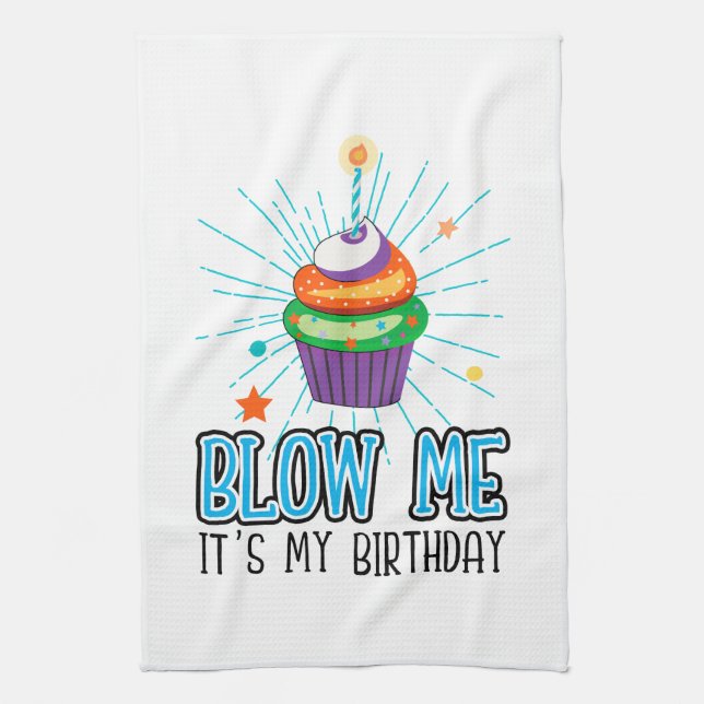 Linge De Cuisine Drôle Cupcake Chandle Blow Me C'est mon anniversai (Vertical)