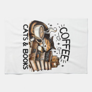 Linge De Cuisine Drôle Cute Coffee Cats Livres Lover Idea Cadeau Fe