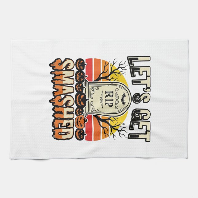 Linge De Cuisine Drôle de Halloween Casse-gueule Design de Cimetièr (Horizontal)