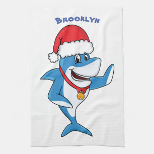 Linge De Cuisine Drôle dessin animé de requin de Noël