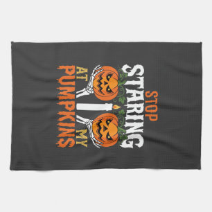 Linge De Cuisine Drôle d'Halloween Arrête de Regarder Mes Citrouill