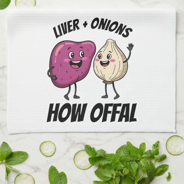 Linge De Cuisine Drôle Foie + Oignons Comment Abats Blagues Aliment (Plié)