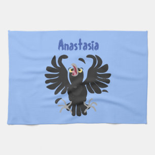 Linge De Cuisine Drôle fou corbeau dessin animé de corbeau de corne