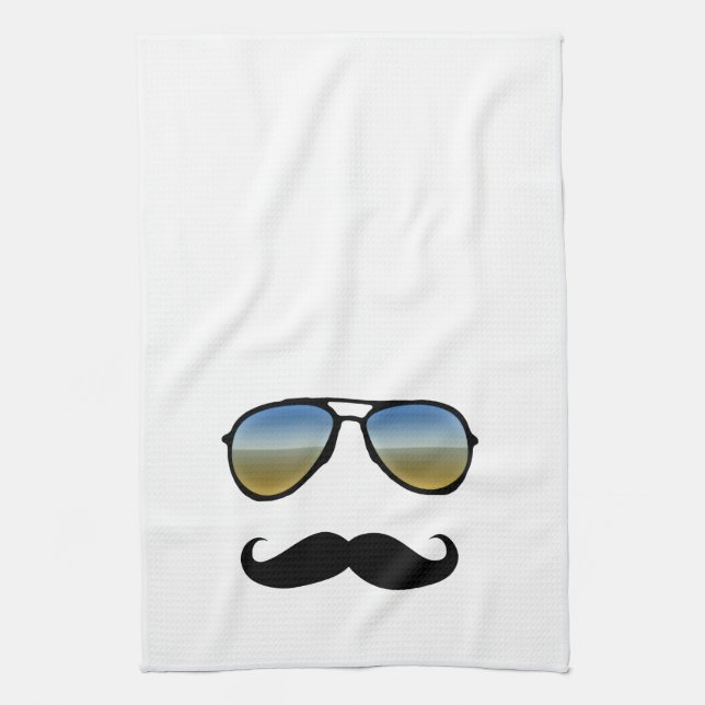 Linge De Cuisine Drôle Lunettes de soleil Retro avec Moustache (Vertical)