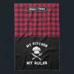 Linge De Cuisine Drôle Ma Cuisine Mes Règles Motif Rouge Noir Plaid<br><div class="desc">Drôle et serviette de cuisine cool pour rendre la cuisine plus amusante. Cadeau personnalisé pour la famille et les amis qui aiment la cuisine, la cuisson et essayer une nouvelle recette dans la cuisine. Customisez le libellé qui convient à votre occasion. Vous pouvez utiliser l'outil de conception pour modifier davantage...</div>