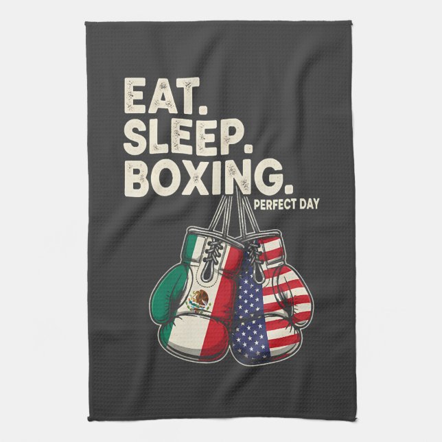 Linge De Cuisine drôle manger dormir répéter boxe (Vertical)