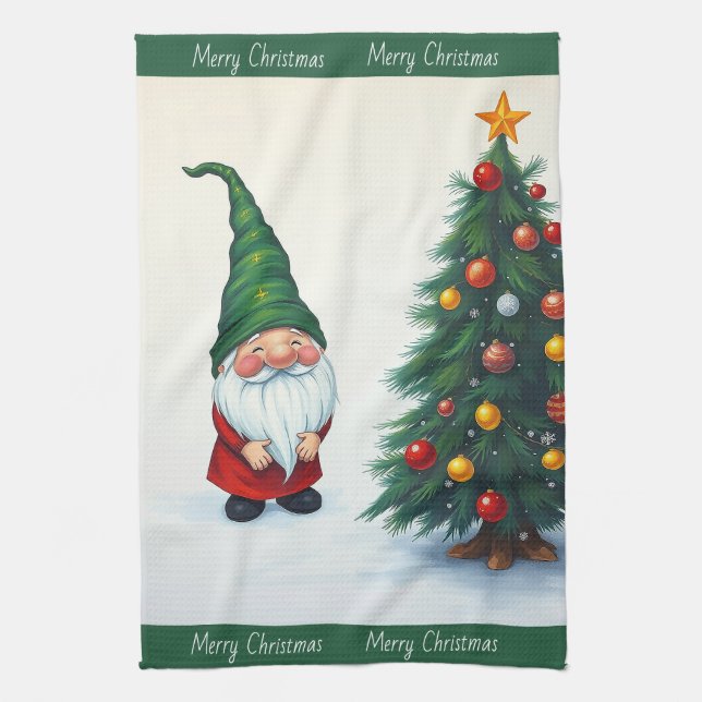 Linge De Cuisine Drôle mignon hiver Whimsical Scandinavian Gnome (Vertical)
