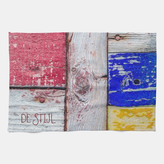 Linge De Cuisine Drôle Neoplasticisme en bois style art (Horizontal)