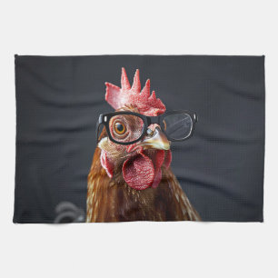 Linge De Cuisine Drôle poulet portant des lunettes