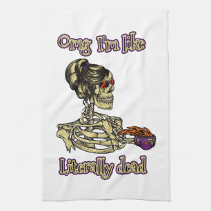 Linge De Cuisine Drôle Skeleton Boire Je suis littéralement Dead Co