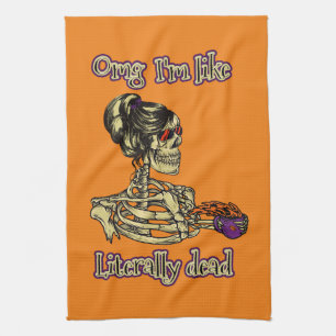 Linge De Cuisine Drôle Skeleton Boire Je suis littéralement Dead Co