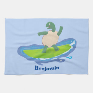 Linge De Cuisine Drôle tortue vague de surf dessin animé