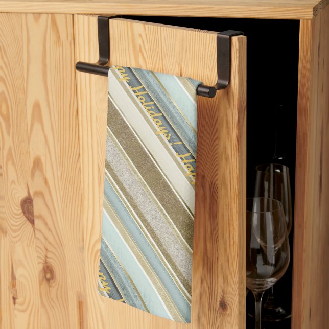 Linge De Cuisine Earth Tones Gold Christmas Motif#28 ID1009 (Pliage en tiers)