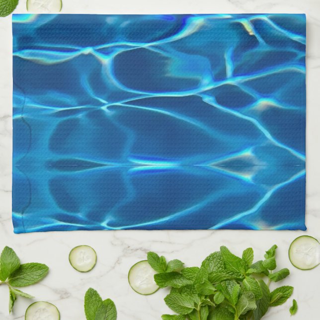 Linge De Cuisine Eau de la piscine bleu foncé (Plié)