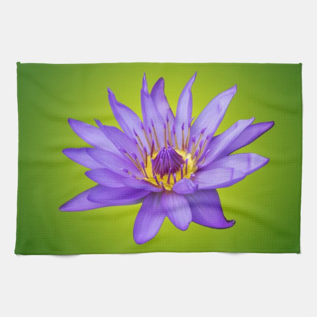Linge De Cuisine Eau Lily Étang Aquatique Purple Fleurit (Horizontal)