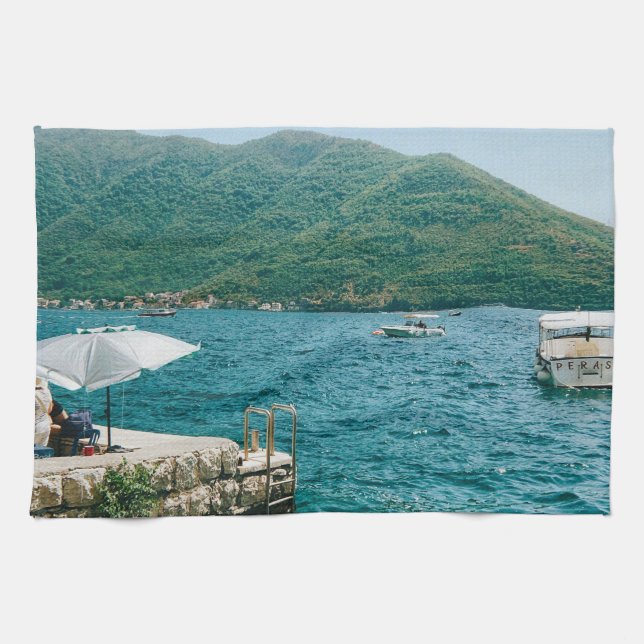Linge De Cuisine Eaux turquouises de Perast - Monténégro (Horizontal)
