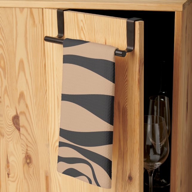 Linge De Cuisine Ebb et flux 4 en tan et noir (Pliage en tiers)