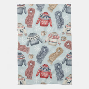 Linge De Cuisine Écharpes et Sweaters Cozy d'Hiver – Aquarelle