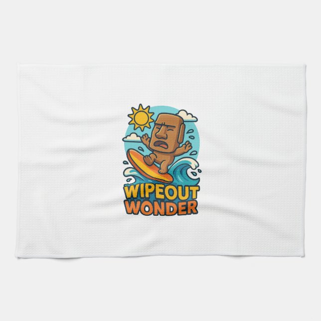 Linge De Cuisine Échec du Surf Wipeout Moai Chibi (Horizontal)