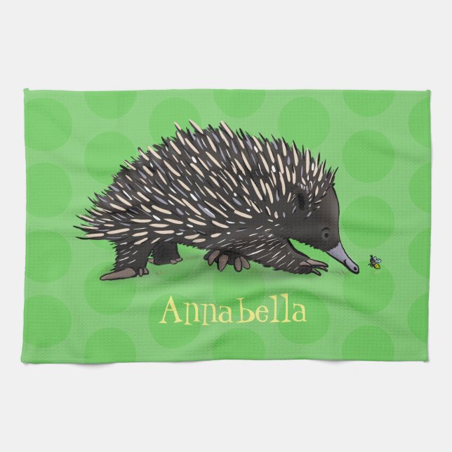 Linge De Cuisine Echidna mignonne avec dessin animé d'abeille (Horizontal)