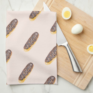 Linge De Cuisine Éclairs Donuts Aquarelle Amusant Caprice Rose