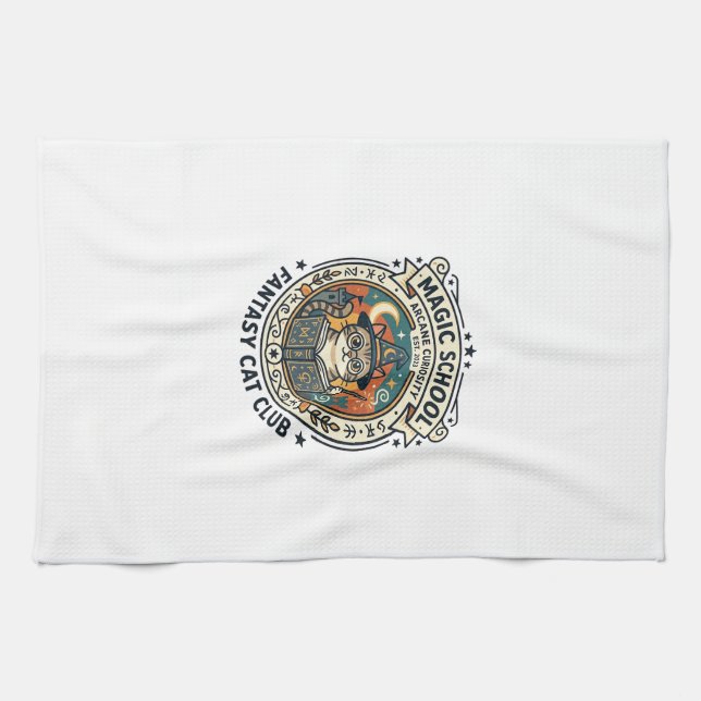 Linge De Cuisine École de Magie Fantastique Chat Mignon Kitty Desig (Horizontal)