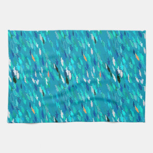 Linge De Cuisine Ecole de poissons bleu, blanc, turquoise