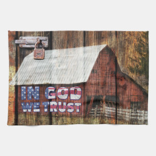 Linge De Cuisine Écorce rouge rustique avec verrou En Dieu nous fai