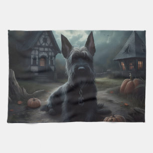Linge De Cuisine Ecosse Terrier Citrouille Halloween effrayant