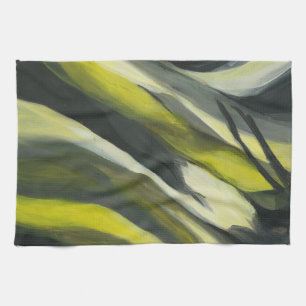 Linge De Cuisine Écoulement abstrait - gris jaune