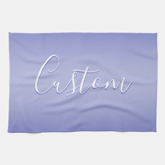 Linge De Cuisine Écriture cursive éditable | Violet blanc et violet (Horizontal)