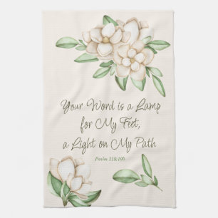 Linge De Cuisine Écriture De Foi Inspirationnelle Magnolia Fleurs