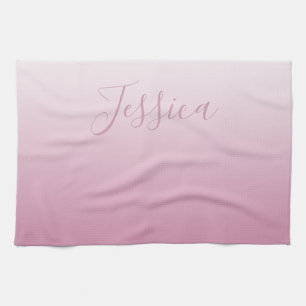 Linge De Cuisine Écriture élégante & ombre rose (toute couleur) mod