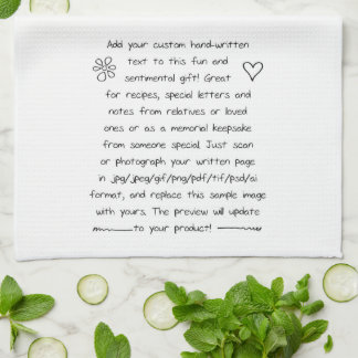 Linge De Cuisine Écriture manuscrite personnalisée ou recette