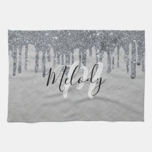 Linge De Cuisine Écriture noire monogramme blanc sur la méthode arg