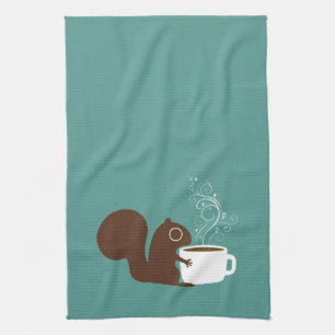 Linge De Cuisine Écureuil amateur de café Amuseur d'animaux drôle