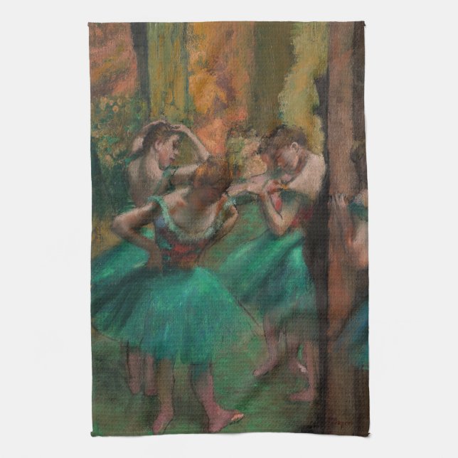 Linge De Cuisine Edgar Degas - Danseuses, rose et vert (Vertical)