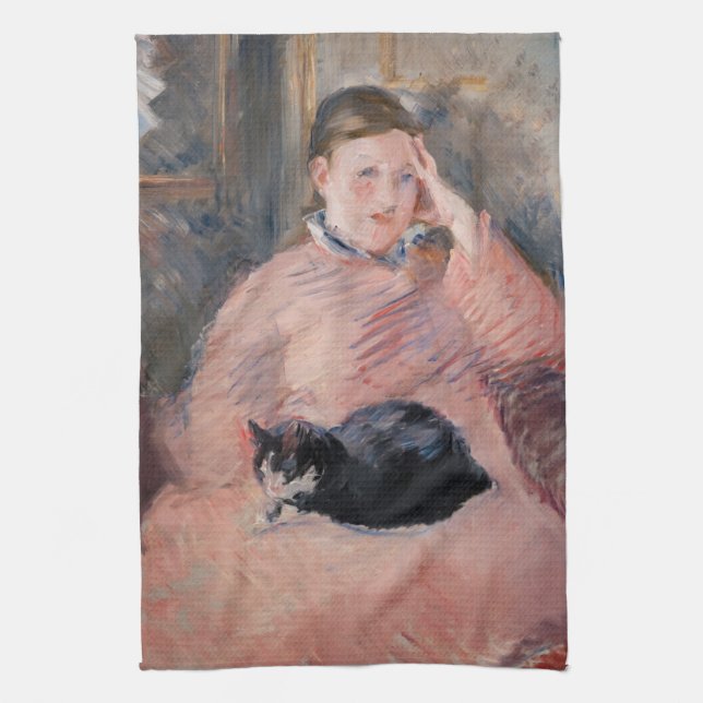 Linge De Cuisine Edouard Manet - Femme au chat (Vertical)