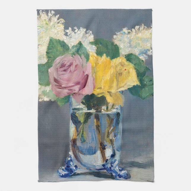Linge De Cuisine Edouard Manet - Lilas et Roses (Vertical)