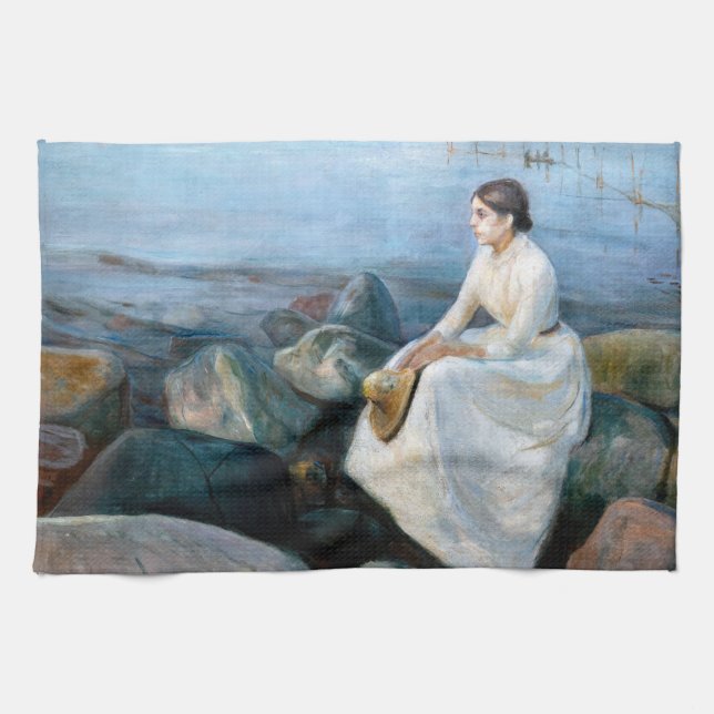 Linge De Cuisine Edvard Munch - Nuit d'été, Enger sur la plage (Horizontal)