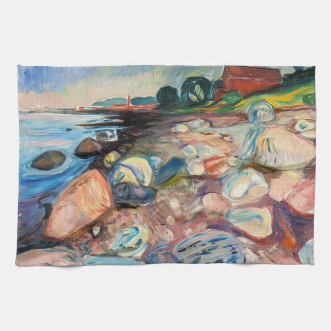 Linge De Cuisine Edvard Munch - Rive avec Maison Rouge (Horizontal)
