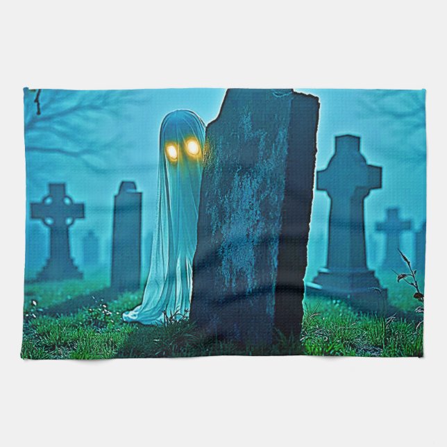 Linge De Cuisine Eerie Glimpse du fantôme du cimetière (Horizontal)