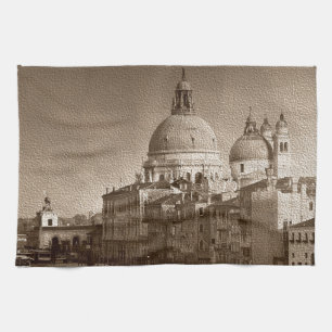 Linge De Cuisine Effet Papier Sepia Venise Grand Canal