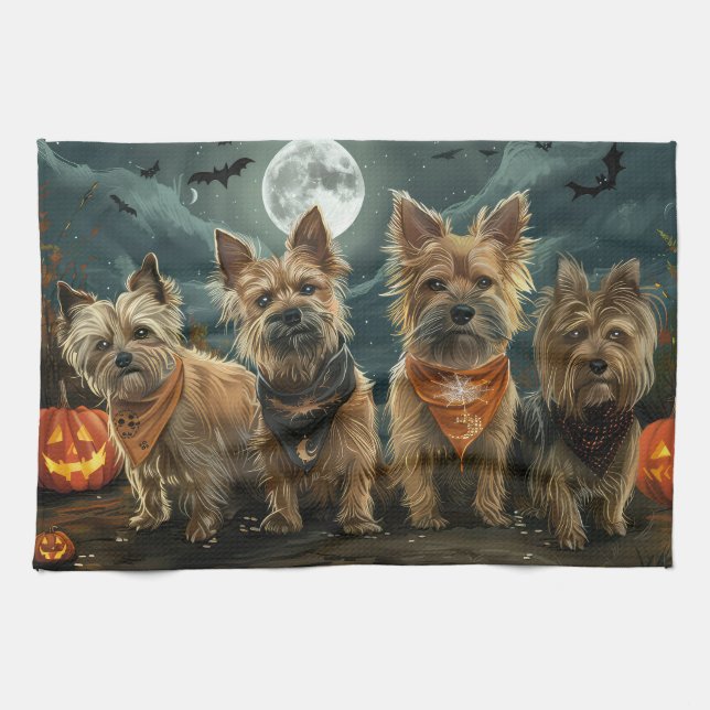 Linge De Cuisine Éffrayant australien Terrier Halloween (Horizontal)