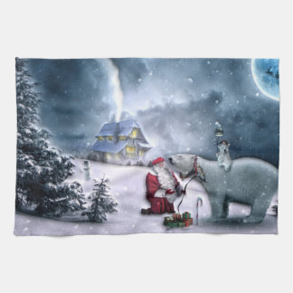 Linge De Cuisine Église Santa Claus et Polar Bear