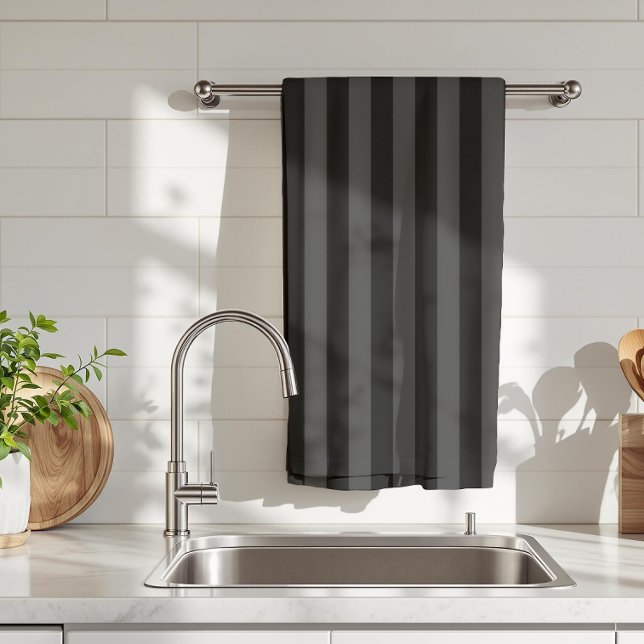 Linge De Cuisine Elagnat Black & Smoky Black Vertical Stripes (Créateur téléchargé)