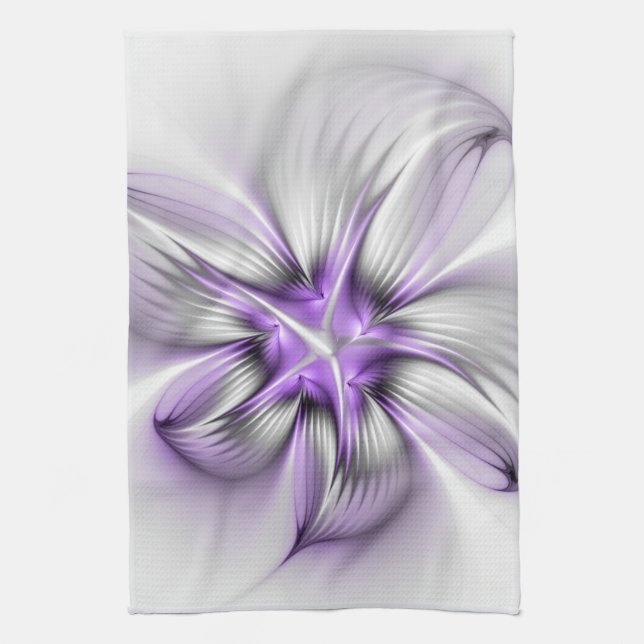 Linge De Cuisine Élégance florale Art fractal violet abstrait moder (Vertical)