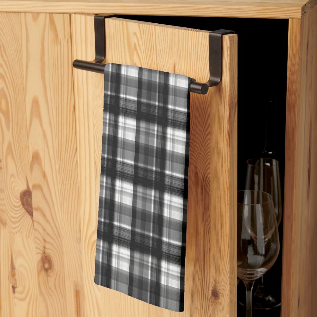 Linge De Cuisine Élégance Intemporelle : Tartan Noir Et Blanc Class (Pliage en tiers)