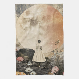 Linge De Cuisine Élégance Lune - Vue arrière de la femme avec Lune