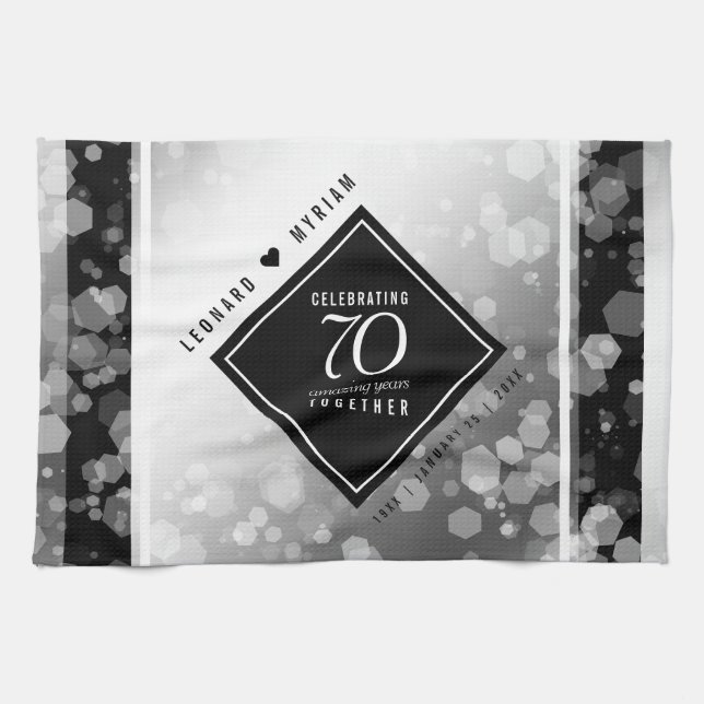 Linge De Cuisine Élégant 70e anniversaire de Mariage Platinum (Horizontal)